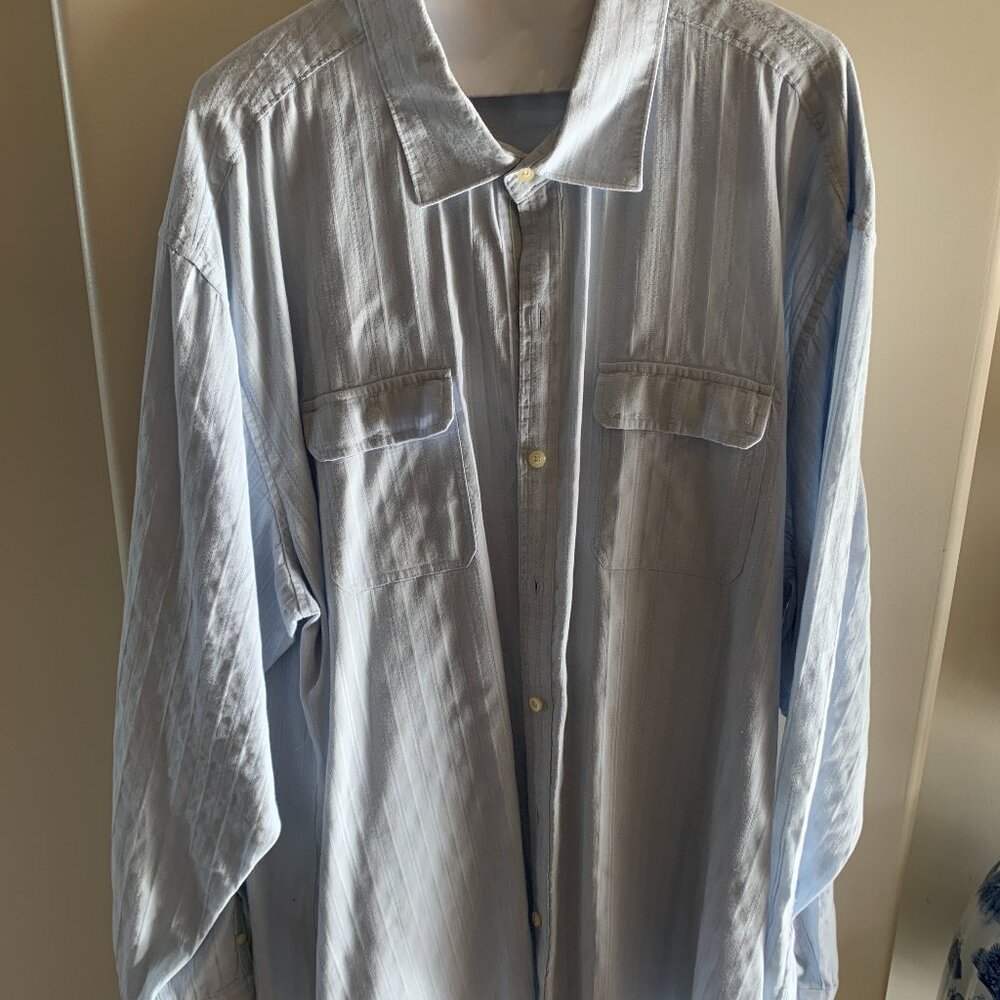 Tommy Bahama Light Blue Long Sleeve Linen & Cotton Blend Shirt